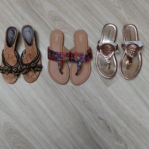 3 pair of flat sandal Size 6